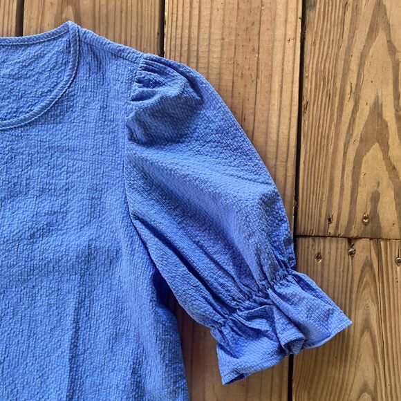 Shein Textured Ruffle Hem Midi Smock Dress - Cornflower Blue - Women's Large - Picture 3 of 5